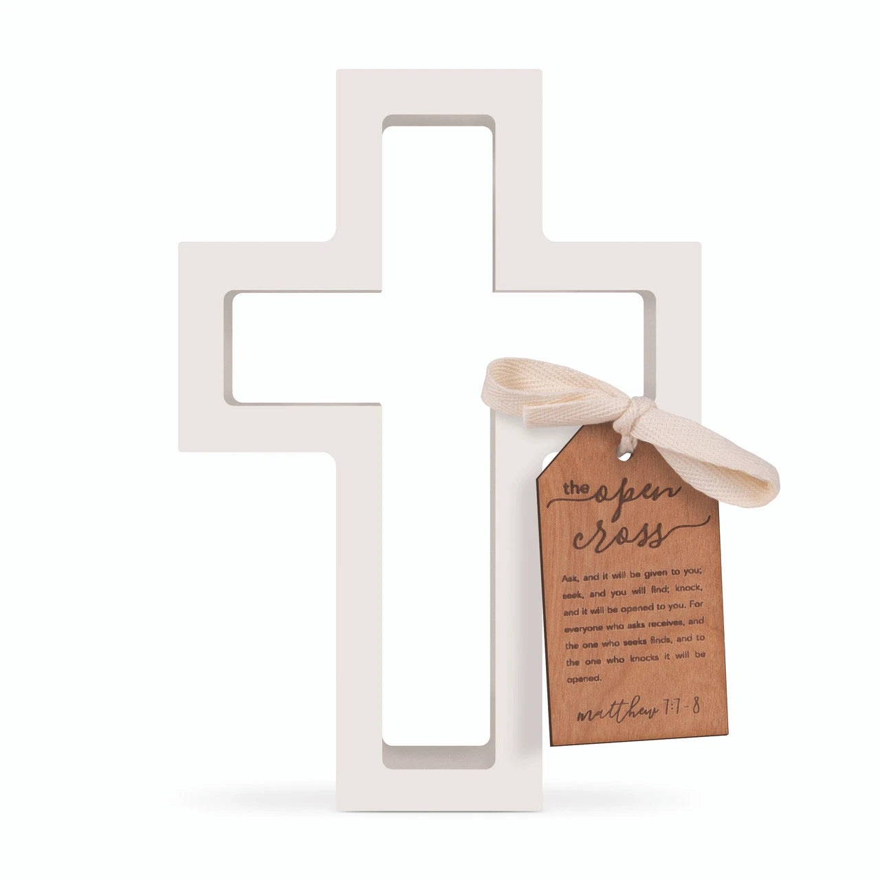 White Open Cross - 8"H