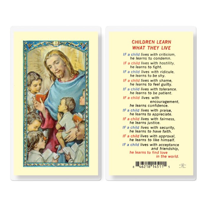 Holy Card - Laminated - God's Child: Children Learn What They Live