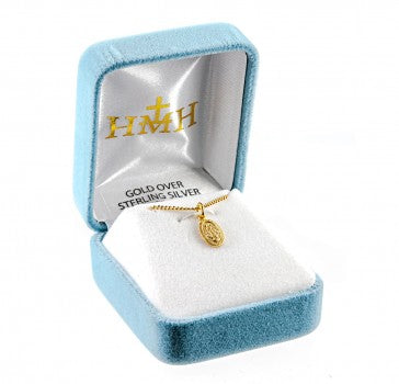 Gold Over Sterling Silver Oval Miraculous Medal 18"