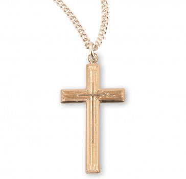 16kt Gold Over Sterling Cross W/ Inlayed Cross -18" Chain