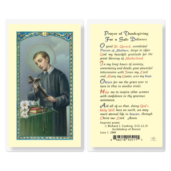 Holy Card - Laminated - Gerard (Thanksgiving For A Safe Delivery)