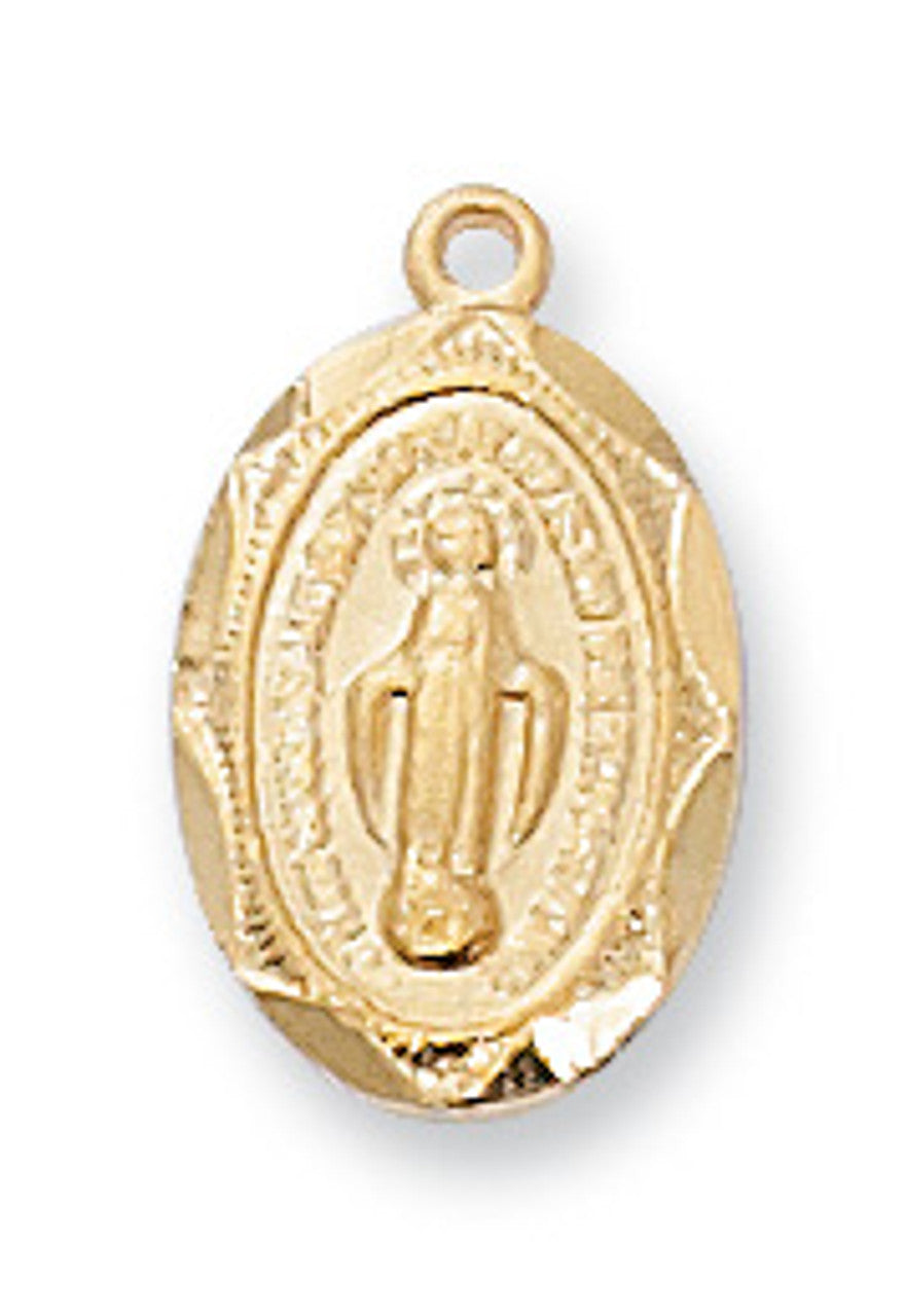 Gold over SS Small Miraculous Medal 16-18" chain