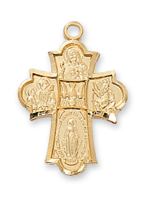 Gold over SS 4-Way Medal 18" chain
