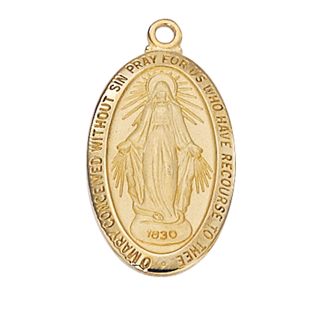 Gold over SS Large Miraculous Medal 18" chain