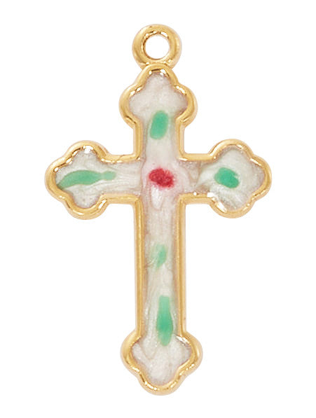 GOLD OVER STERLING SILVER CLOISONNE CROSS W/ 16-18" CH