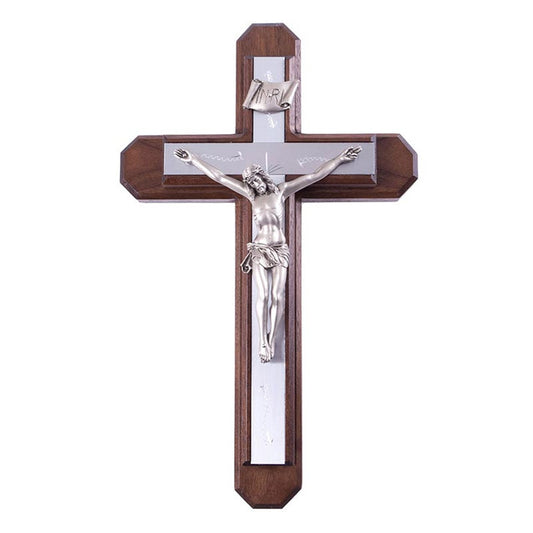 13" H Walnut Sick Call Crucifix Set