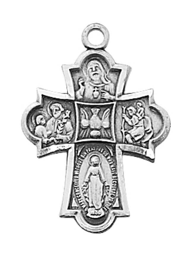 Sterling Silver 4-Way Medal 18" chain