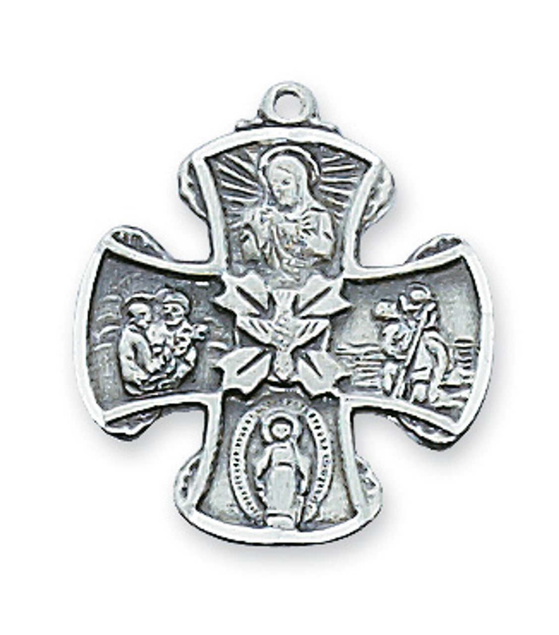 Sterling Silver 4-Way Medal with 18" chain