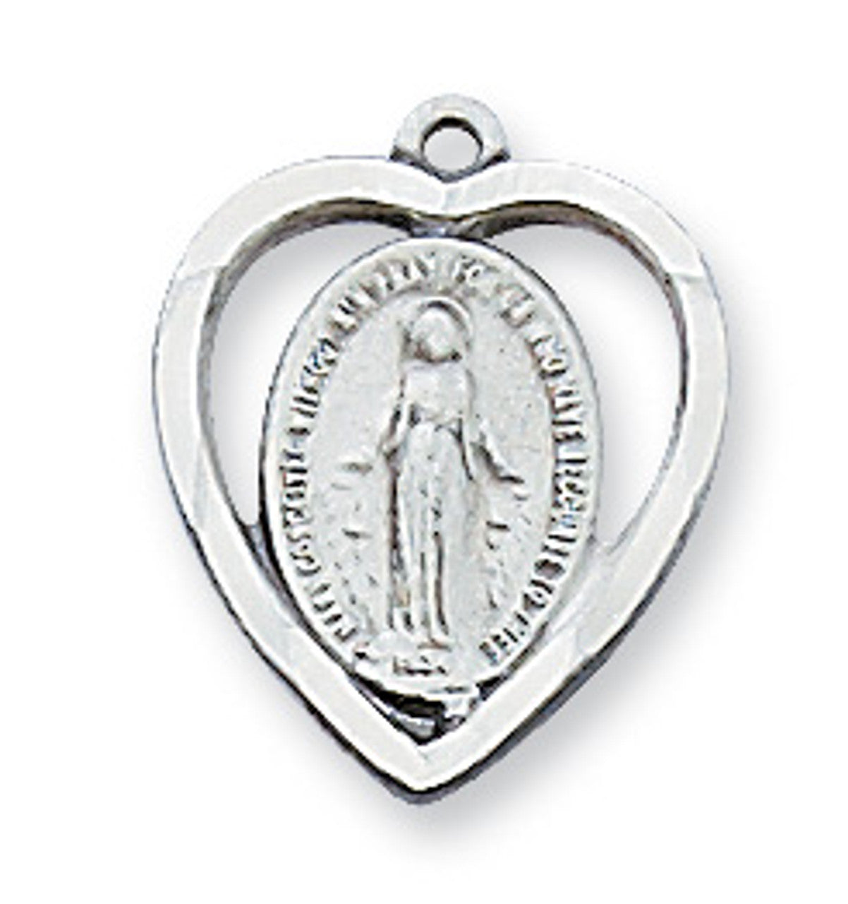 SS Small Miraculous Medal in heart 18"