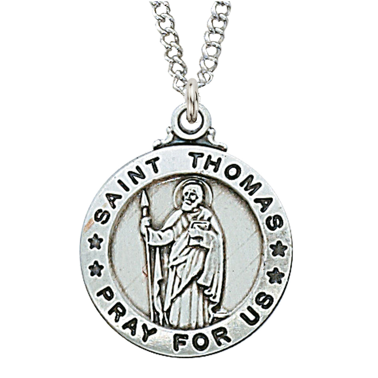 Saint Thomas the Apostle Round Sterling Silver w/ 20" Chain