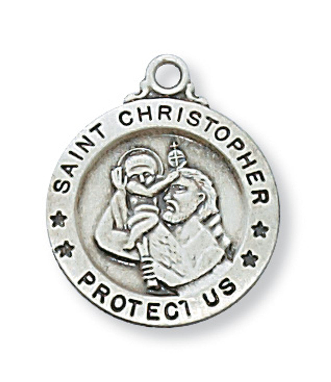 SS St Christopher SMALL medal with 18" chain