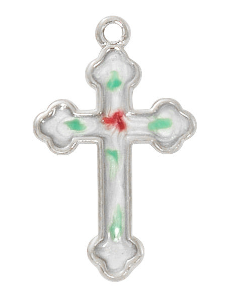 STERLING SILVER CLOISONNE CROSS W/ 16-18" CH