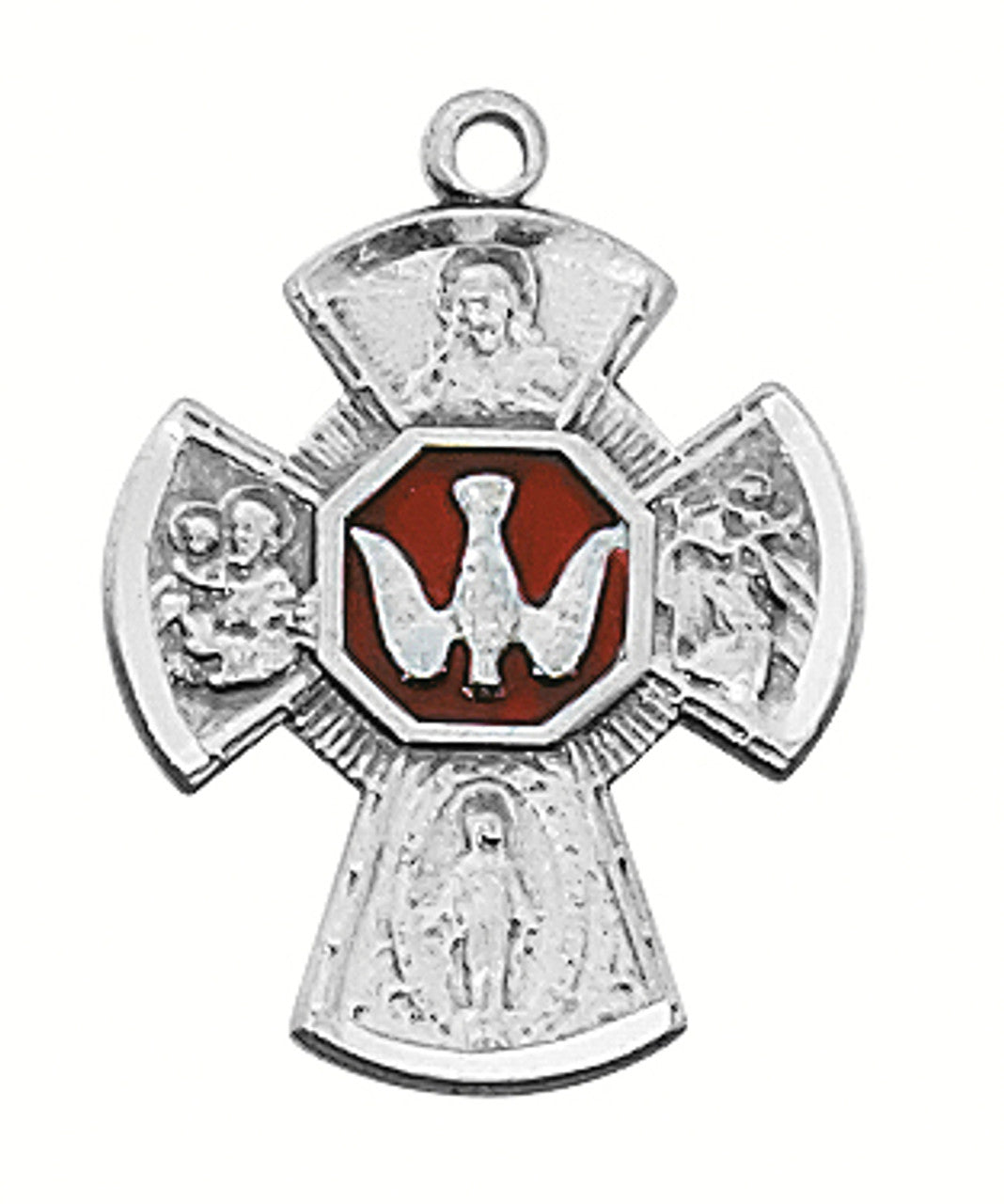 Sterling Silver 4-Way Medal Confirmation with 18" chain