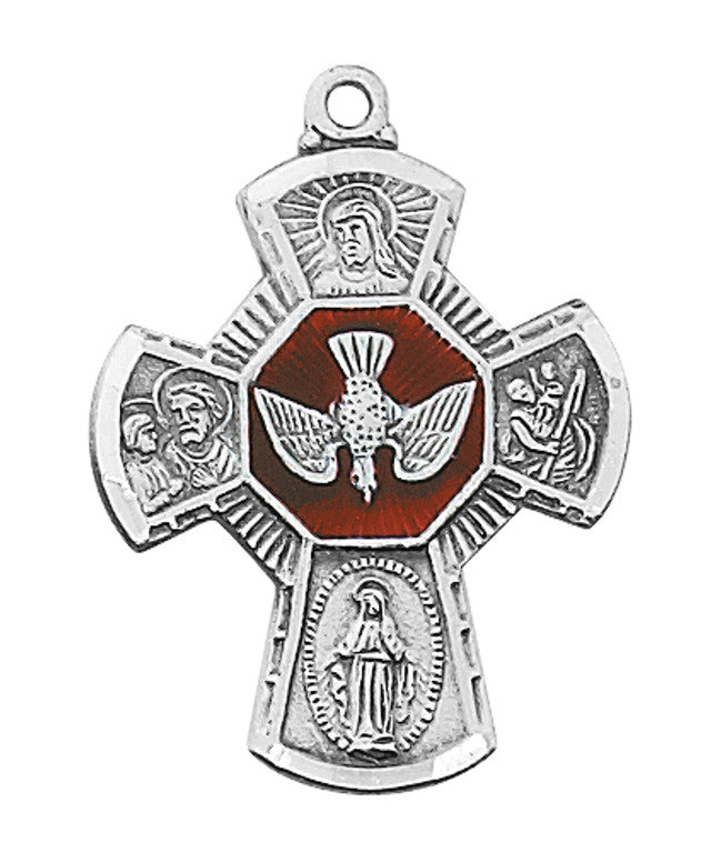 Sterling Silver 4-Way Medal Confirmation with 24" chain