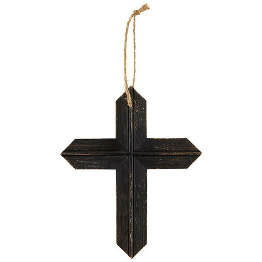 11" Hanging Wood Cross - Black