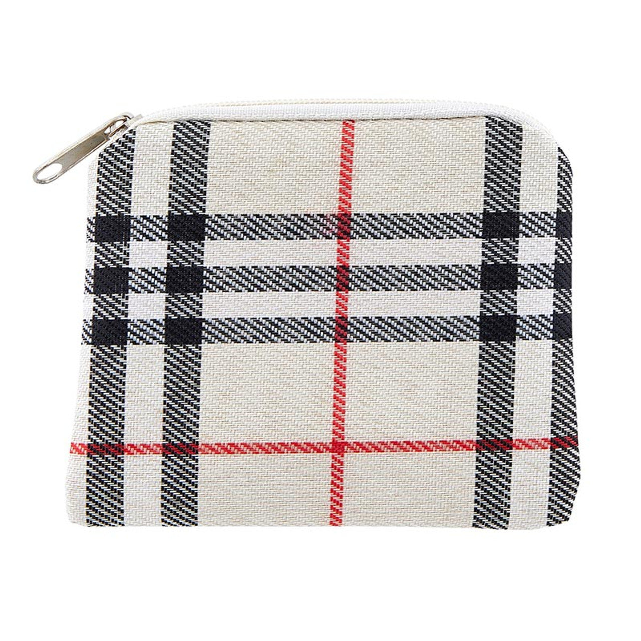 Tan Plaid Zipper Rosary Case