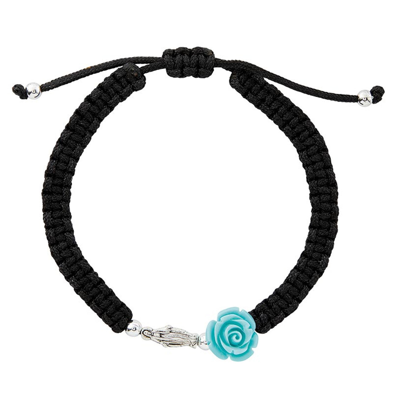 Blessed Mother Blue Rose Macrame Bracelet