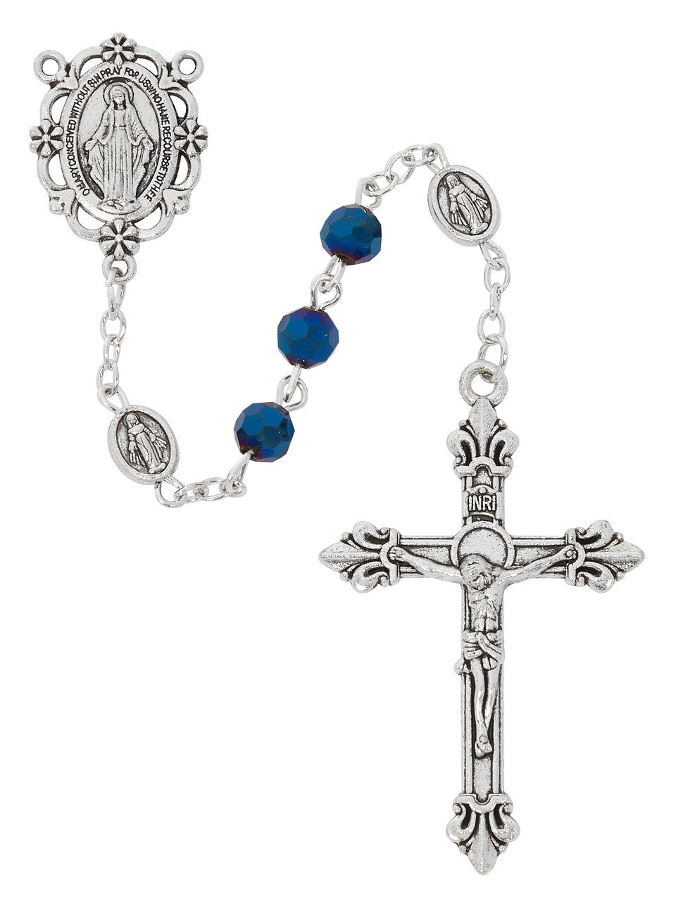 6MM METALLIC BLUE CRYSTAL ROSARY
