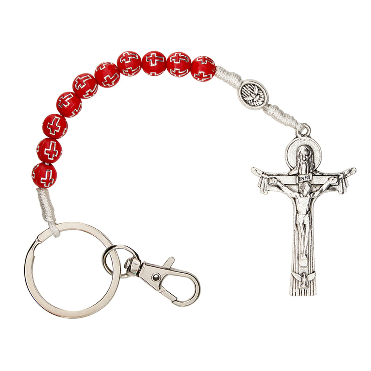 Confirmation Holy Spirit Cross One-Decade Rosary with Clip