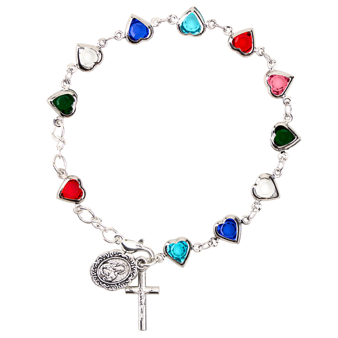Multicolor Sacred Heart Rosary Bracelet