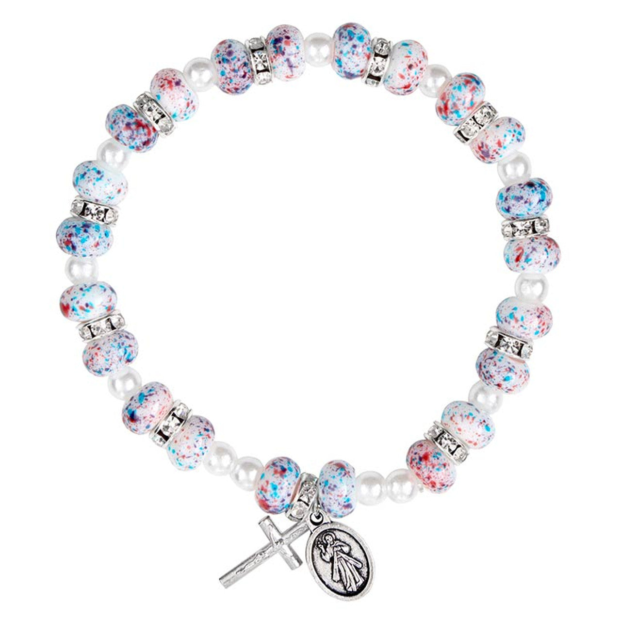 Divine Mercy Splatter Rosary Bracelet