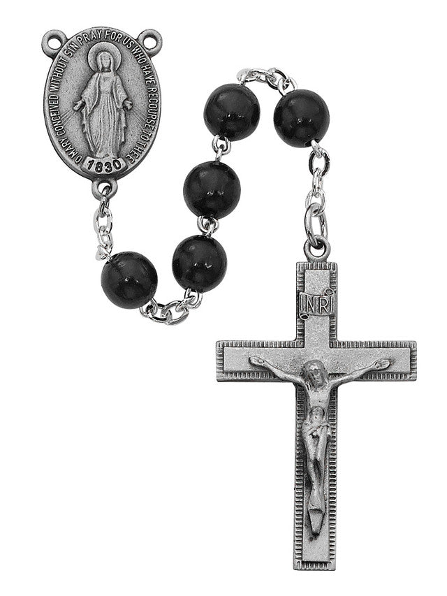 ROSARY - 7MM BLACK WOOD
