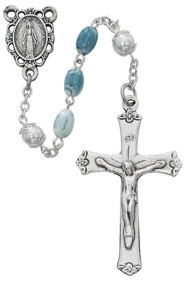 ROSARY - OVAL BLUE SWIRL
