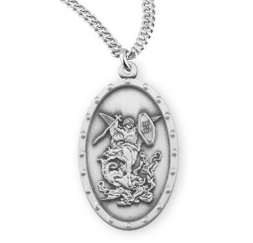 St. Michael the Archangel SS oval w/20" Chain