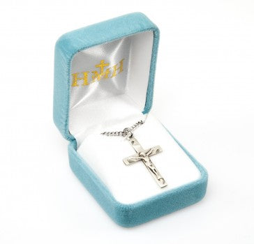 Basic Engraved Sterling Silver Crucifix