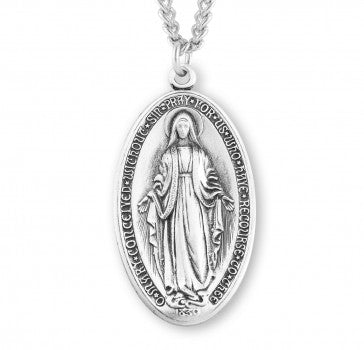 Sterling Silver Larger Oval Miraculous Medal
