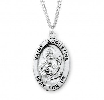 Saint Augustine Oval Sterling Silver Medal