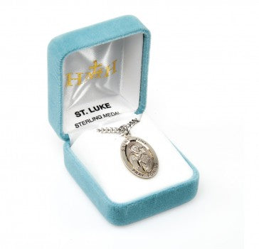 Saint Luke Oval Sterling Silver Medal