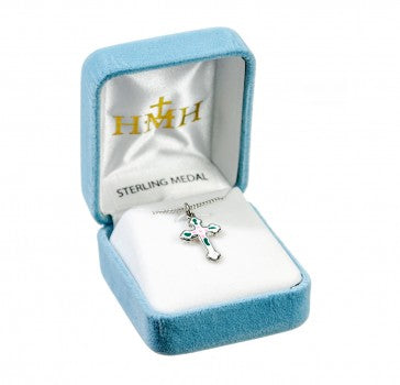 Sterling Silver White Enameled Cross