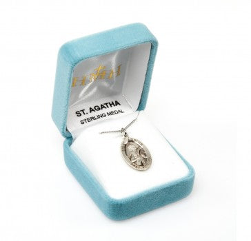 Saint Agatha Oval Sterling Silver Medal
