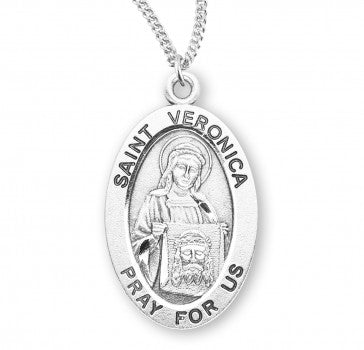 Sterling Silver Oval St. Veronica-*18" Ch-Bxd