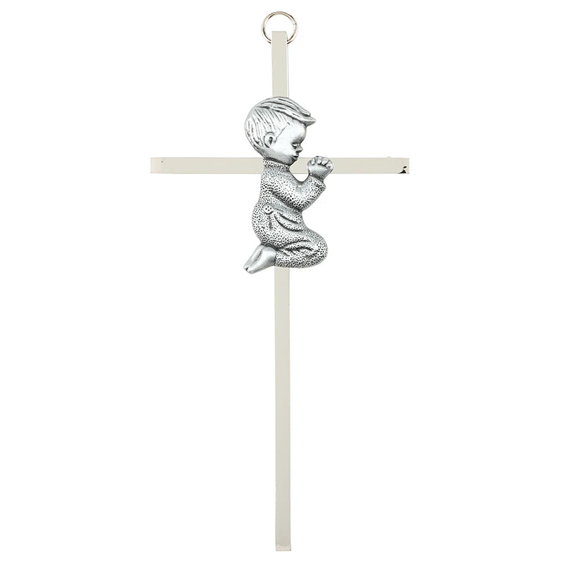 Praying Boy Metal Wall Cross