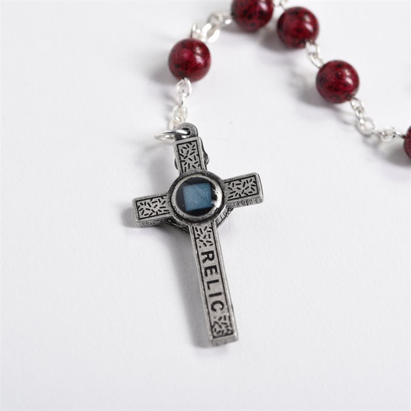 Relic from The Holy Land Rosary in velvet Box