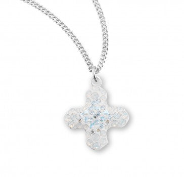 Moonlight and White Opal Pave Greek Cross Pendant