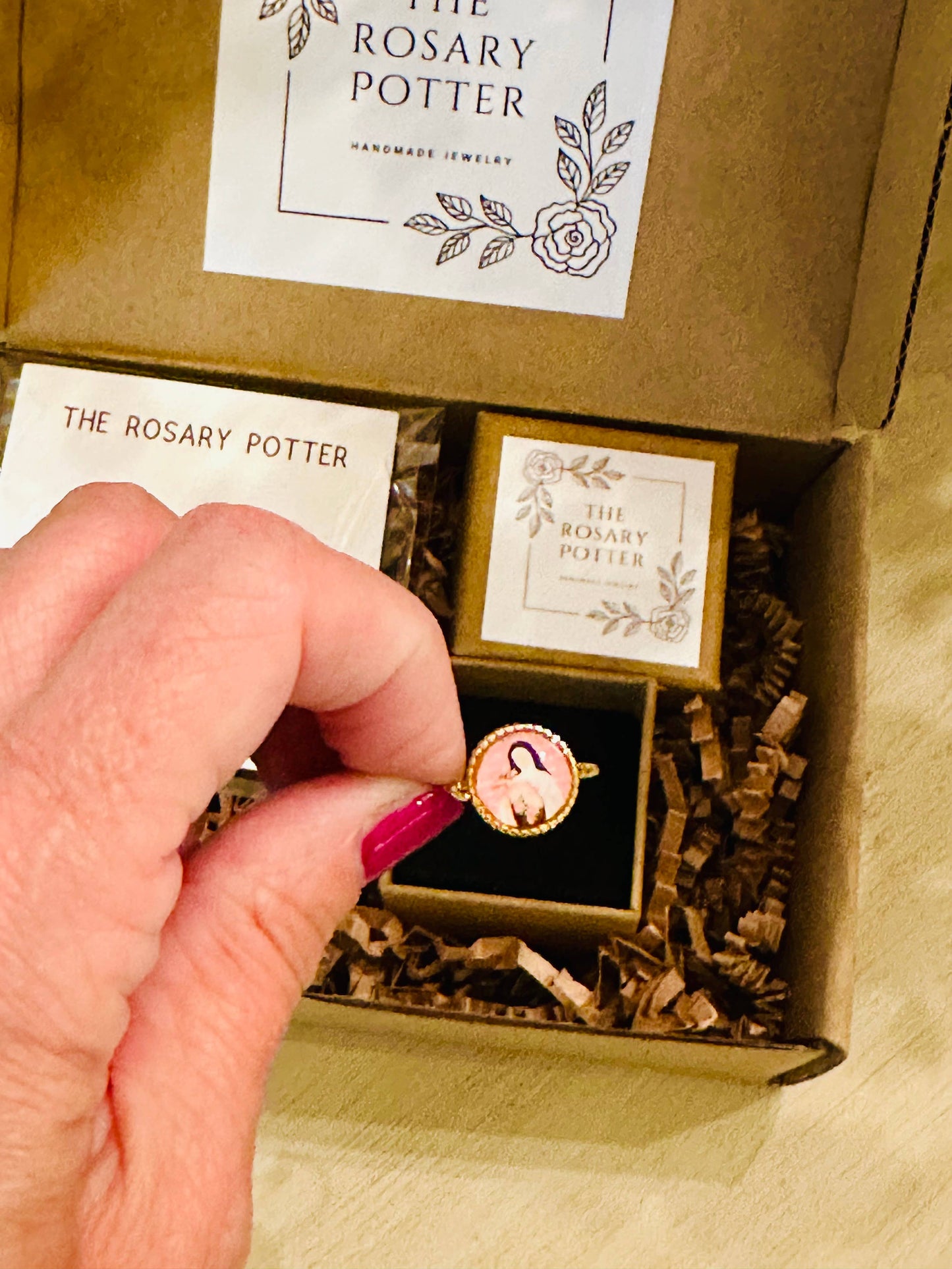 Saint Therese of Lisieux Handmade Catholic Polymer Clay Ring