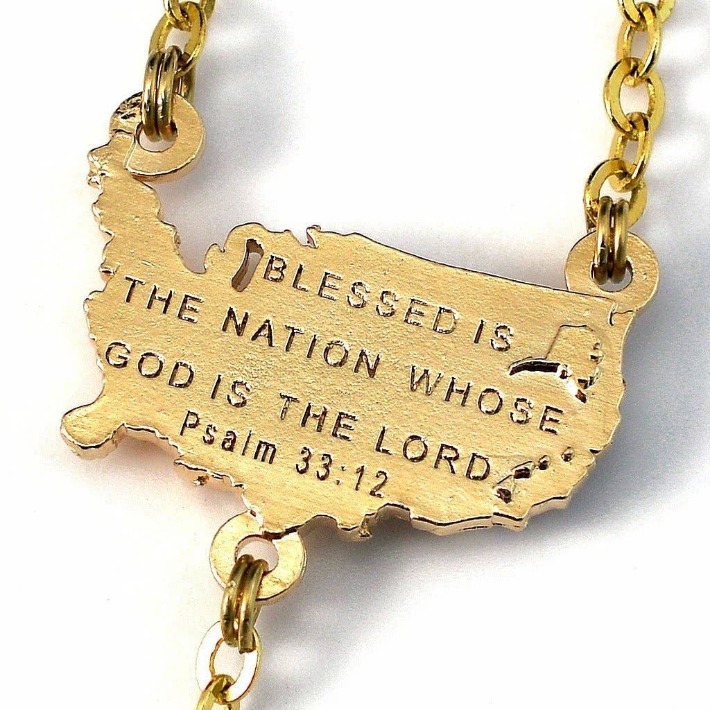 The USA Rosary in Gold Finish with 50 States Beads