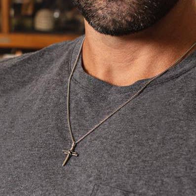 Stainless Steel Nail Cross Necklace for Men
