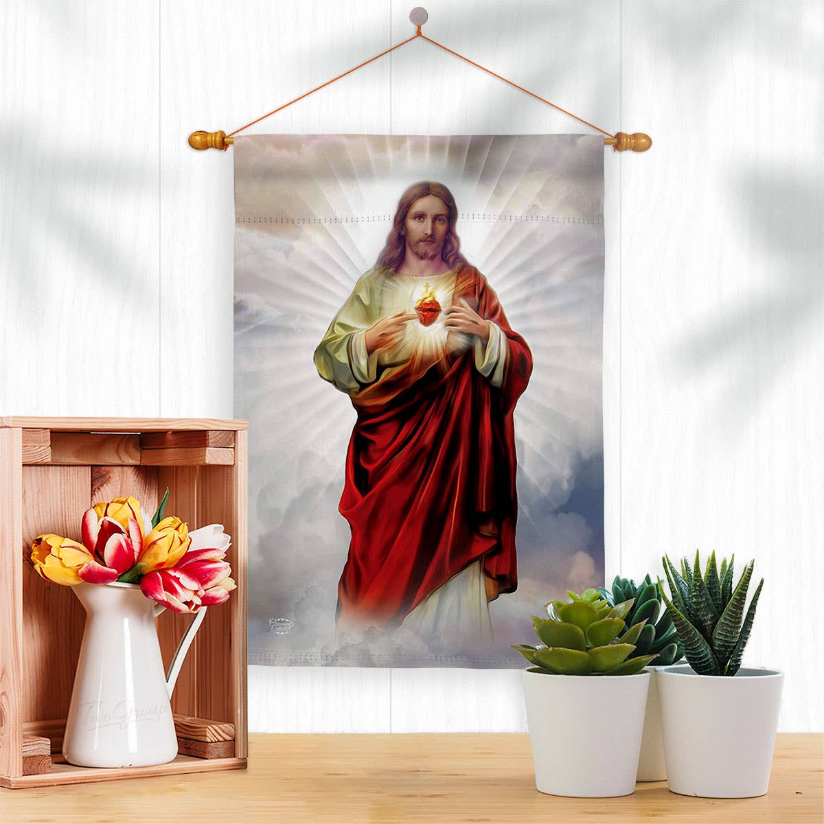 Sacred Heart of Jesus Religious Faith Decor Flag