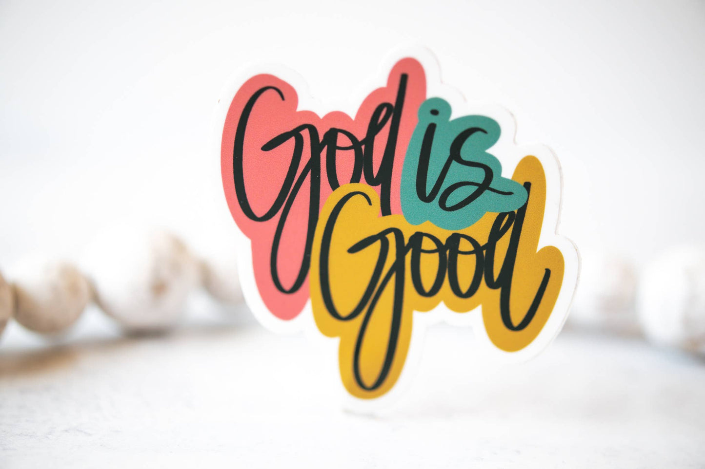 God Is Good, White Vinyl Sticker, 3x3 in.