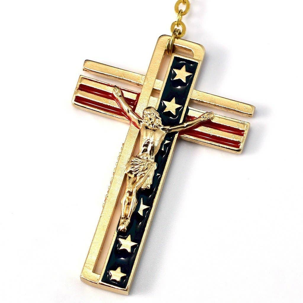 The USA Rosary in Gold Finish with 50 States Beads