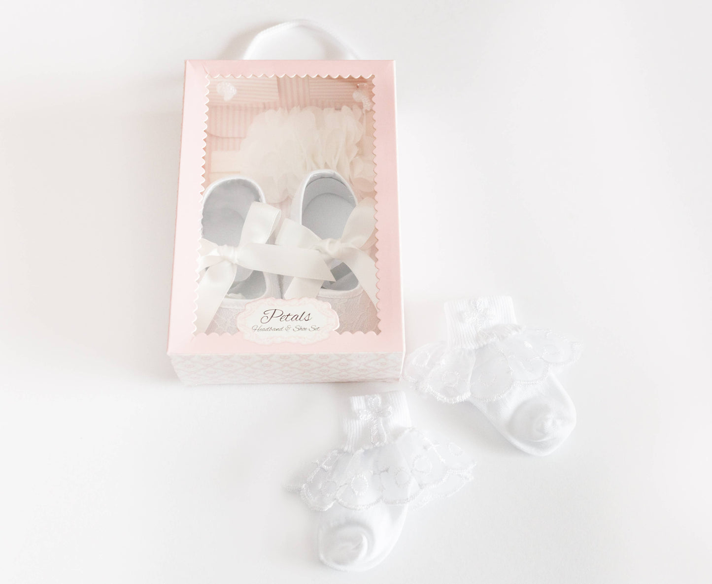 White Baby Girl Lace Baptism or Christening Socks with Cross