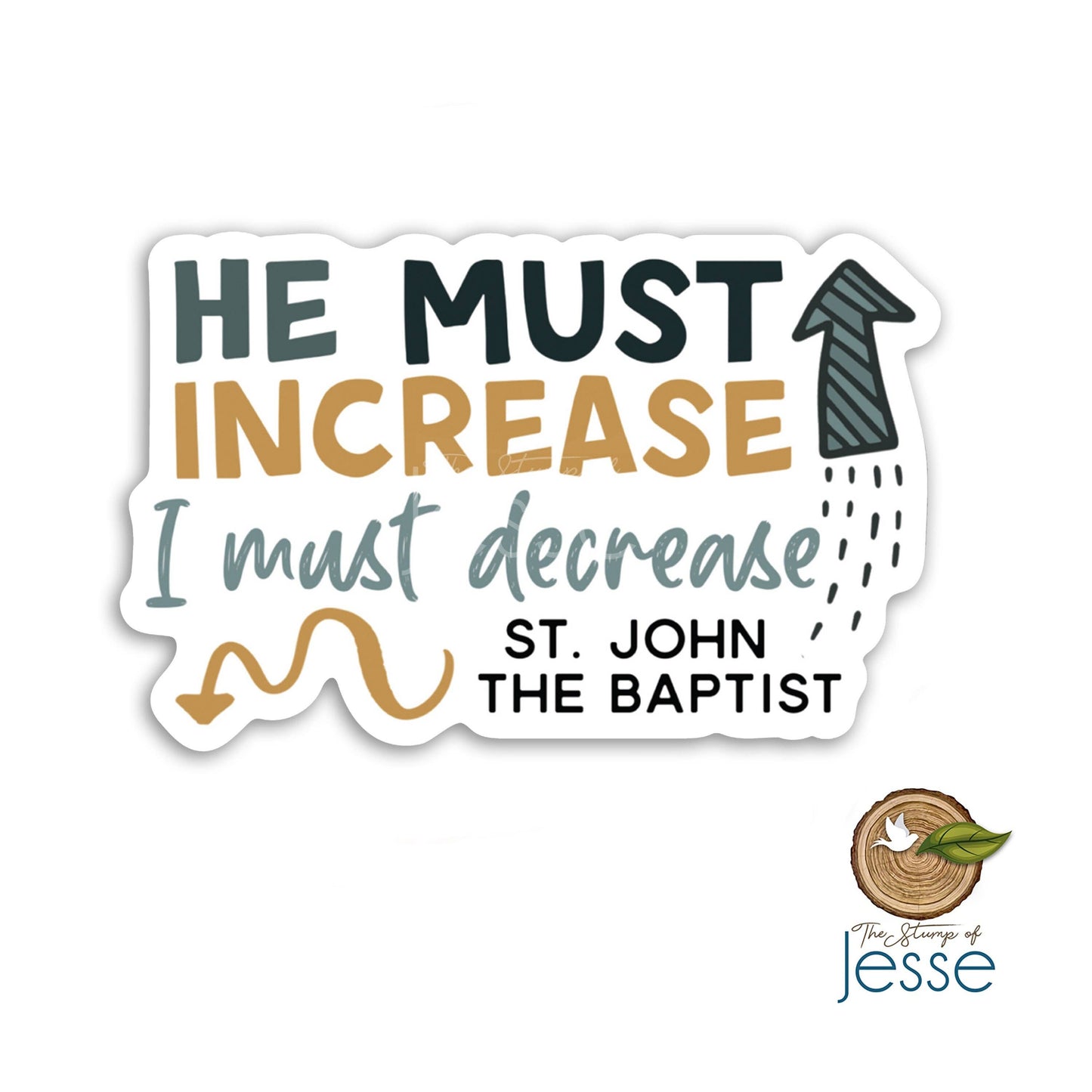 He Must Increase I Must Decrease Waterproof Sticker