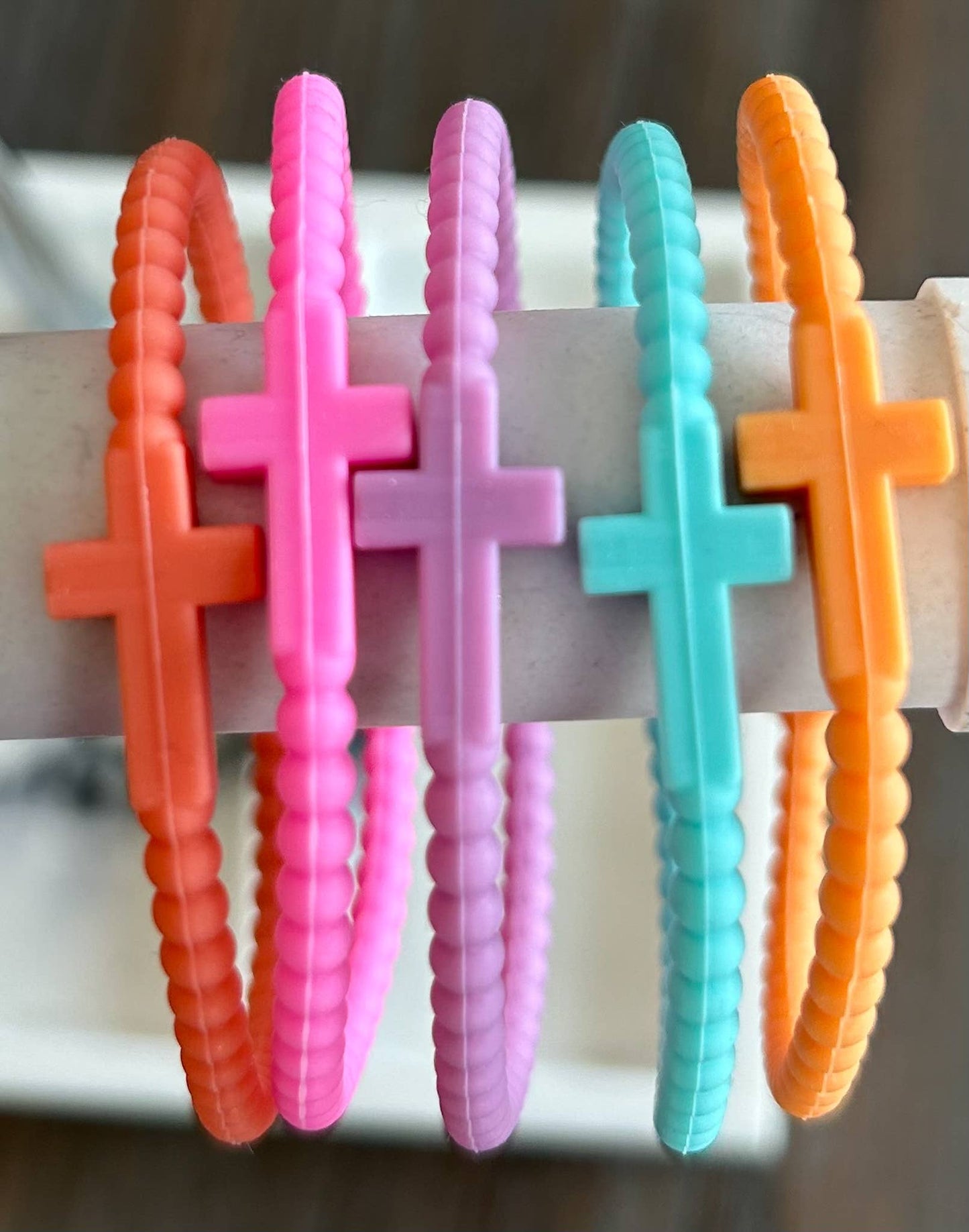 Silicone Cross Bracelet Set of 5