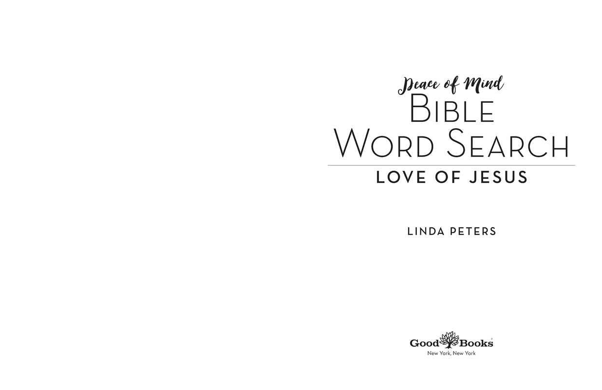 Peace of Mind Bible Word Search Love of Jesus by Linda Peters