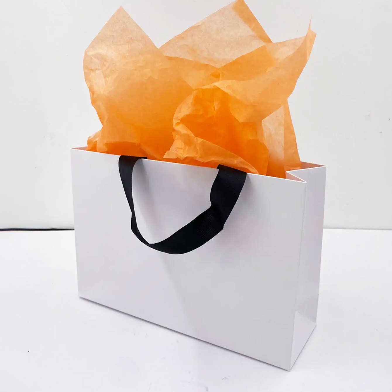 premium Threaded Rope White Gift Bag w/ free tissue