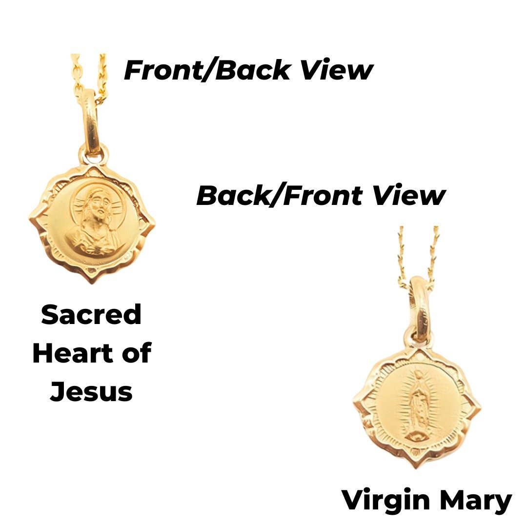 Gold Basilica Guadalupe Mini Scapular Pendant Necklace 18-inch